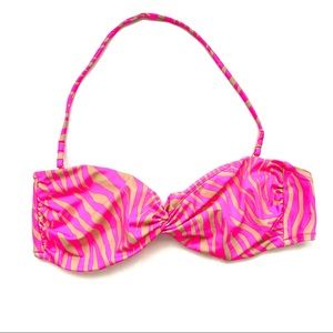 Victoria’s Secret Hot Pink & Tan Zebra Stripe Bikini Top, Size Large (EUC)